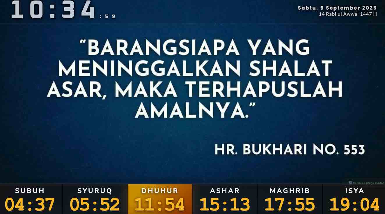 Tampilan layar Info Masjid